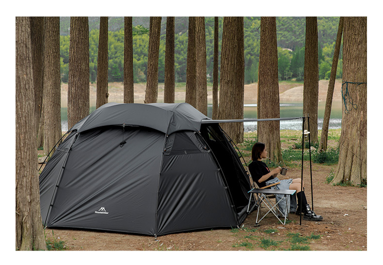 Cheap Goat Tents Mountainhiker SZK281 3 4 Person Outdoor Round Tents 210T Polyester Waterproof Shelter Tear Resistant Black Camping Dome Tent   